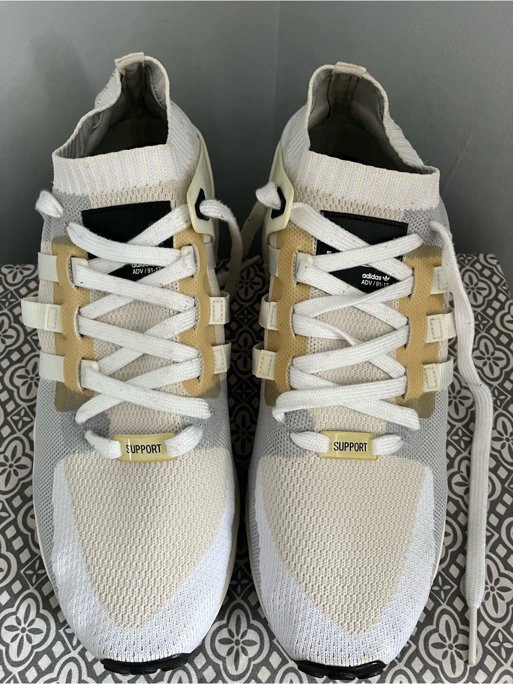 adidas Men’s White and Beige Support ADV Sneakers